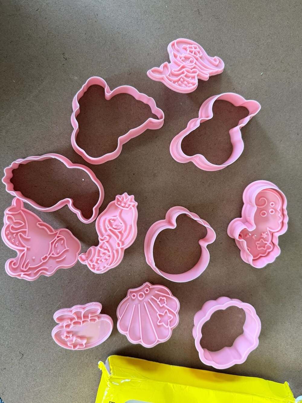 10-Piece Pink Mermaid and Sea Shell Cookie Cutter Stamp Set